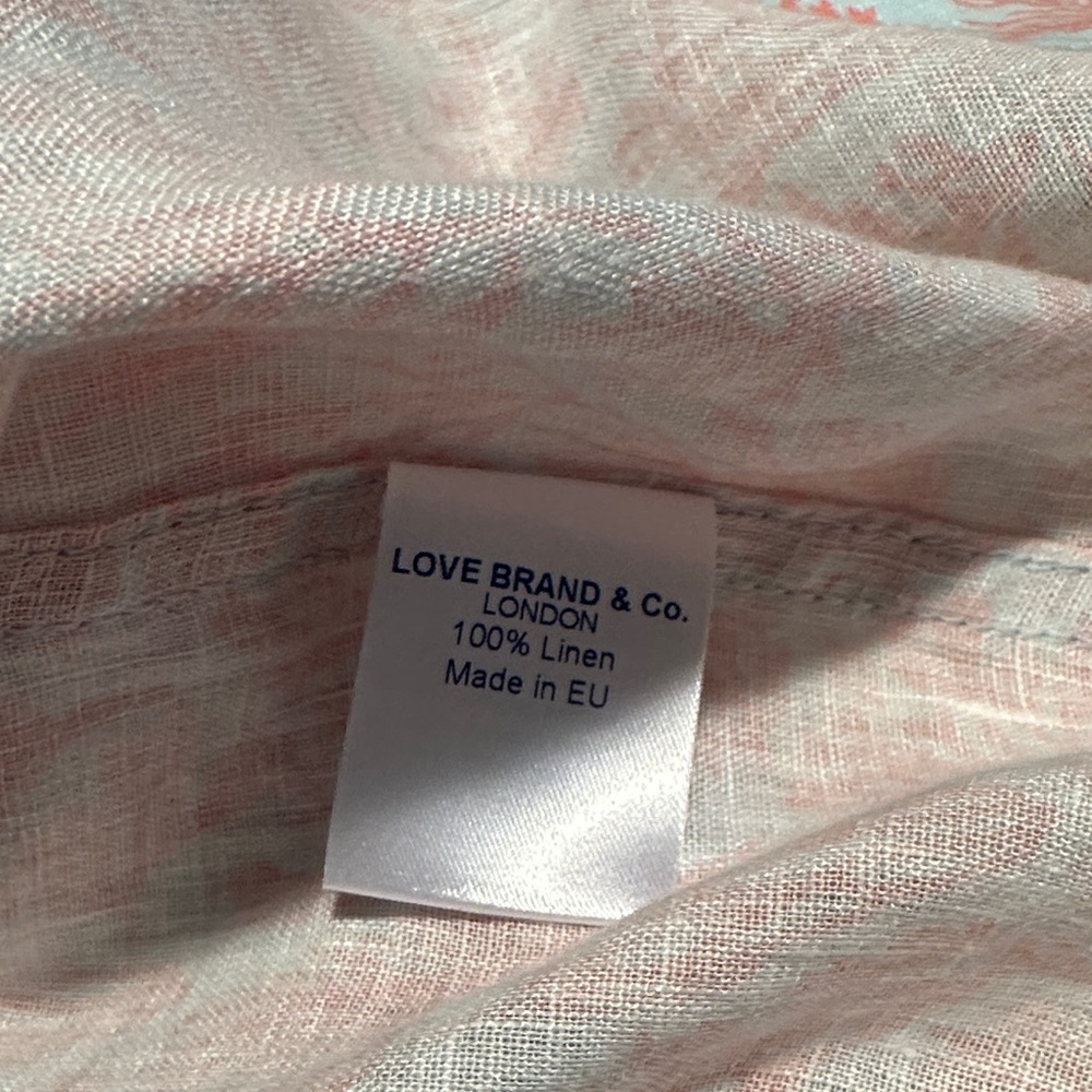 Men's Coral Leaf-Print Linen Shirt - Picture 6 of 7